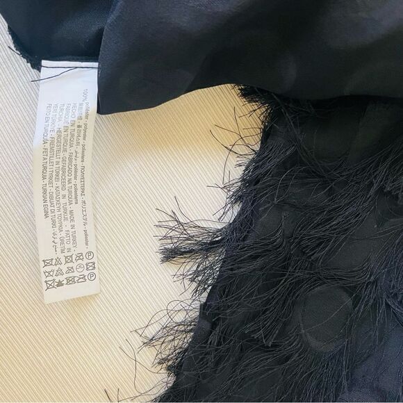 Zara Womens Top Fringe Polka Dot Fashion Semi Sheer Boat Off Shoulder Sleeve XS - Picture 4 of 5